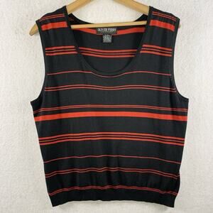 Women‎ Silk Blend Boxy Knit Top Black Red New England Coastal Old Money Preppy